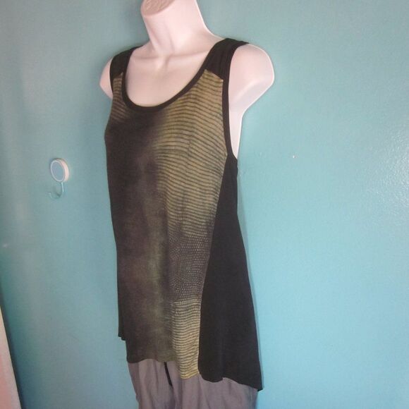 Elie Tahari Womens Size L  Sleeveless Black Silk Fall Tank Green Front 40" Bust - Picture 1 of 11